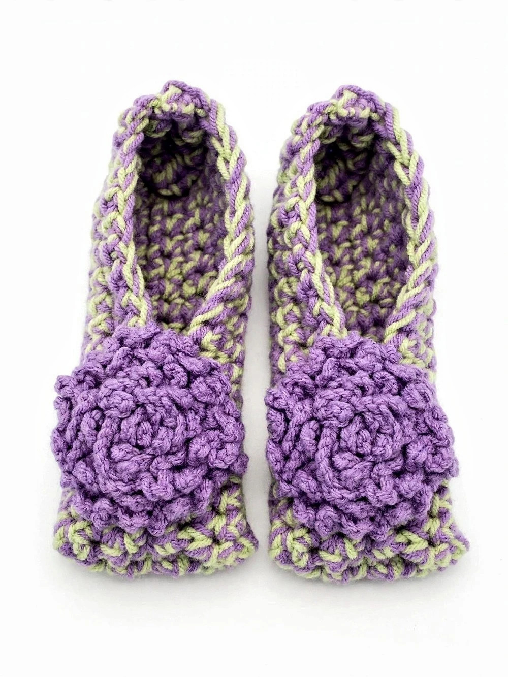Purple & Green Flower Slippers New